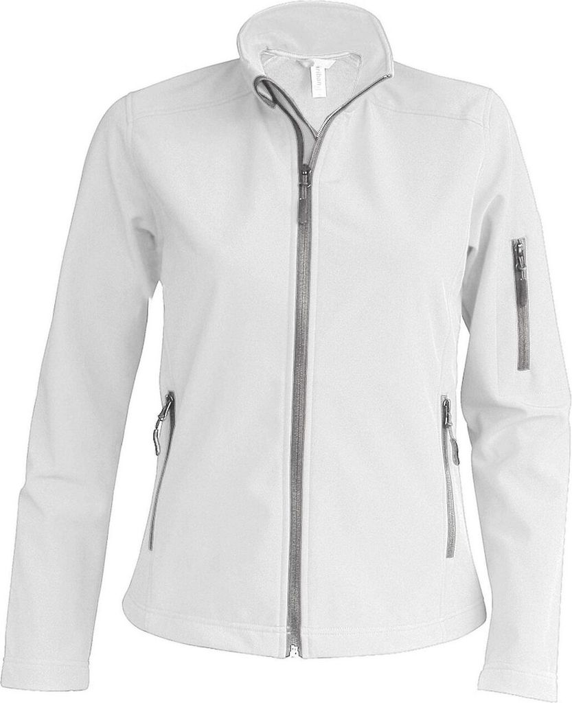 Kariban Damen Softshell Jacke Herbst Winter Regen Übergangs Outdoor, Größe:4XL, Farbe:Weiß