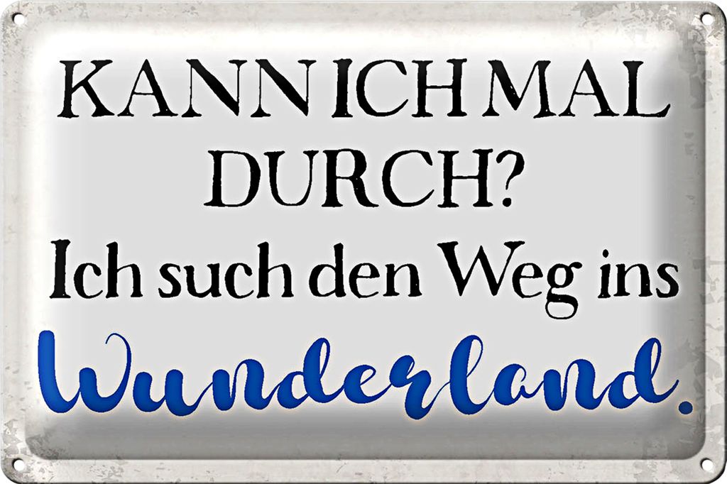 Blechschild Spruch 18x12cm ich such den Weg ins Wunderland