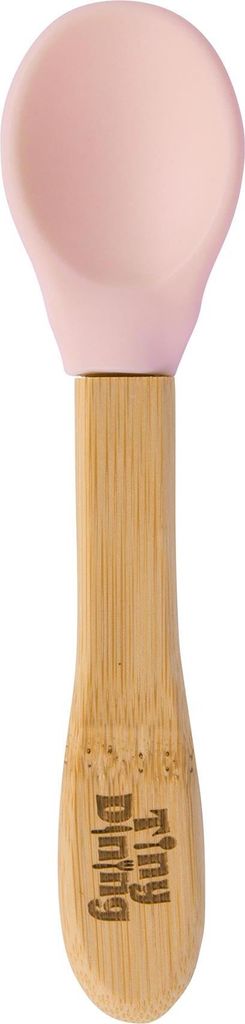 1x Pastellrosa 14cm Kinder Bambus Löffel mit Silikonspitze - Babyfütterung Besteck - Kind & Kleinkind Entwöhnung Geschirr - Umweltfreundlich - V...