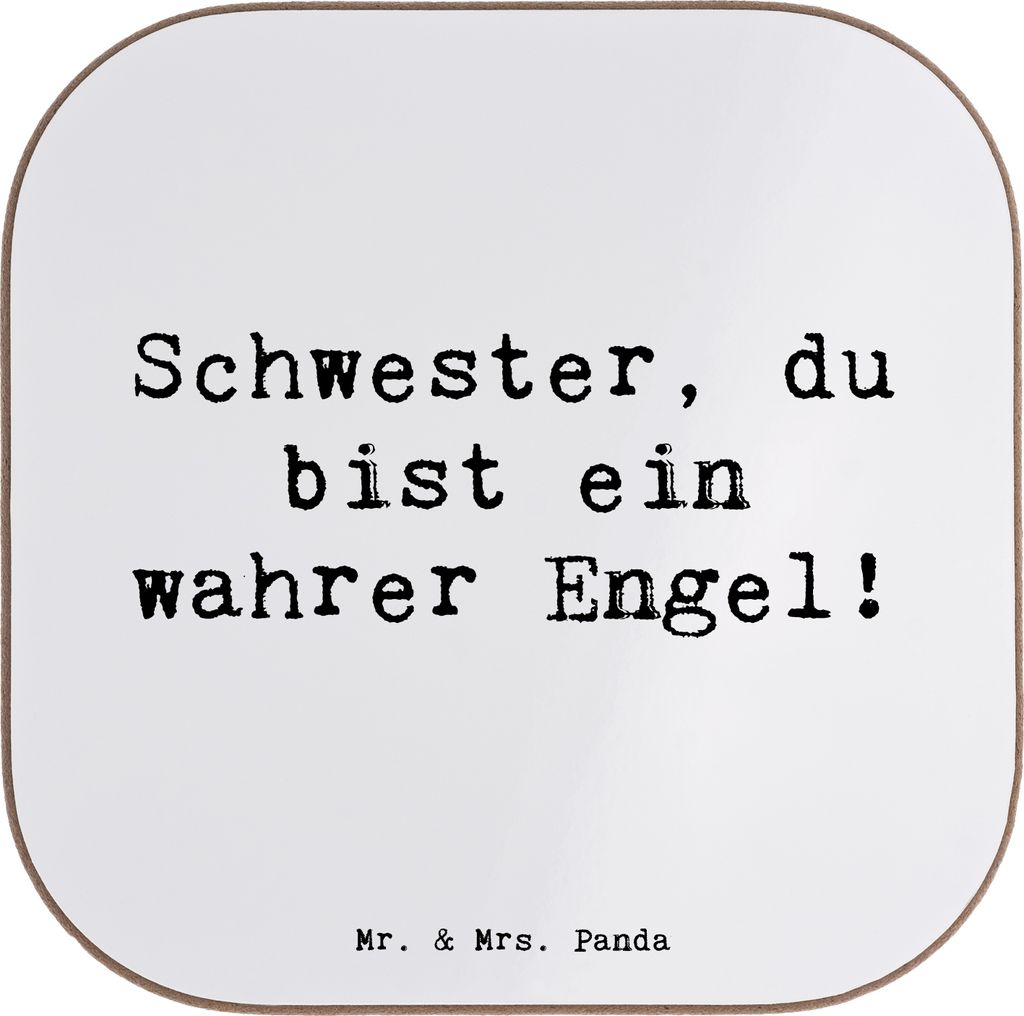 Mr. & Mrs. Panda Untersetzer Tasse Spruch Schwester Engel - Weiß - Geschenk, Bedanken, Aufmerksamkeit, Danke, für Gläser, Freundschaft, sagen, D...