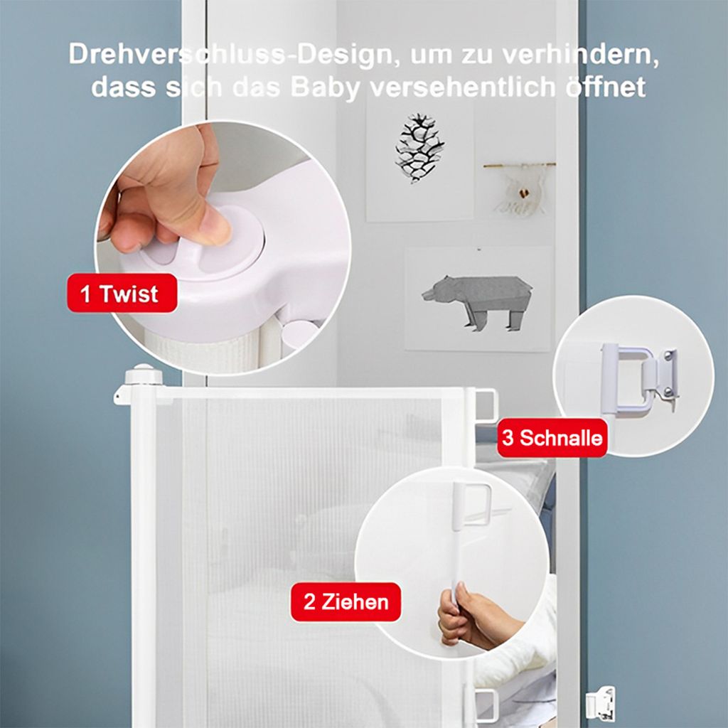 Türschutzgitter, Weiß 0-150cm Kinderschutzgitter, Produktbild 5