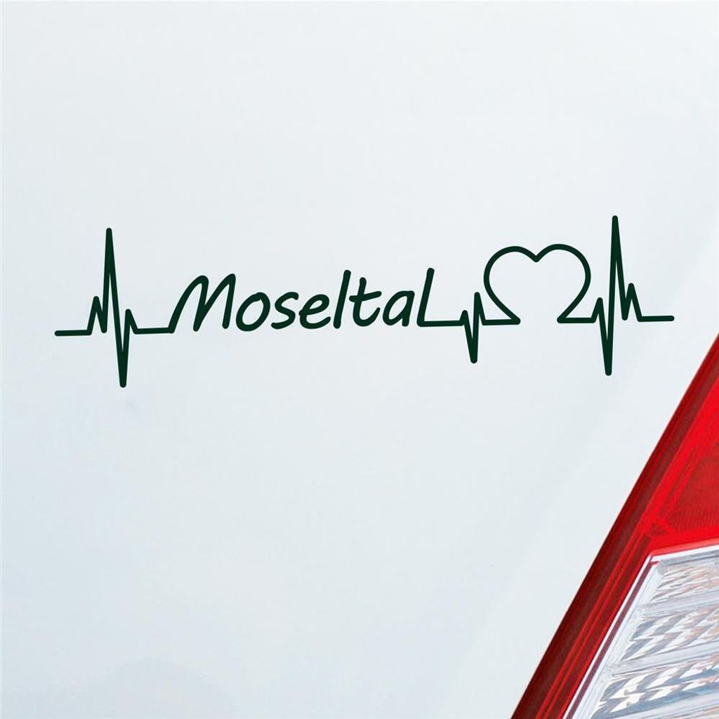 Auto Aufkleber Moseltal Puls Herzschlag mit Ferien Region Motiv 19x5 cm Dunkelgrün Sticker Heckscheibenaufkleber