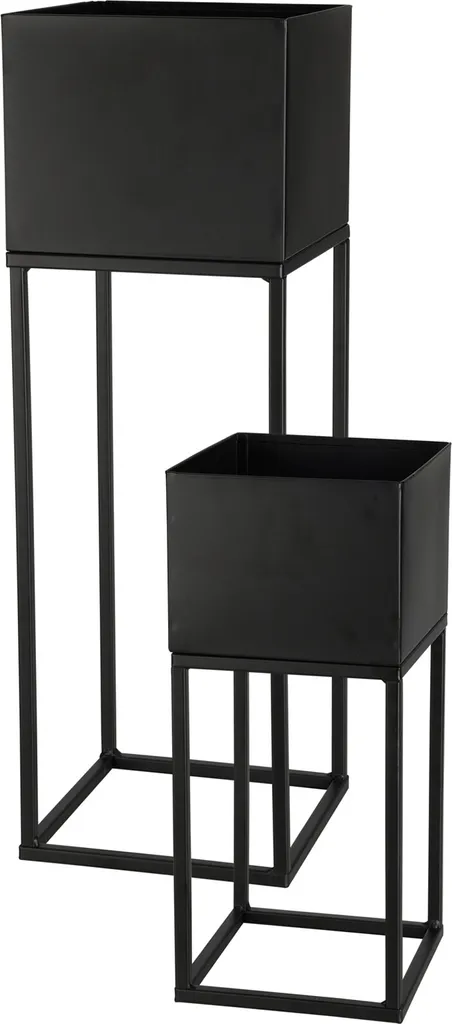 Décoration salon : Set de 2 porte-plantes noir 58 cm et 37 cm chic