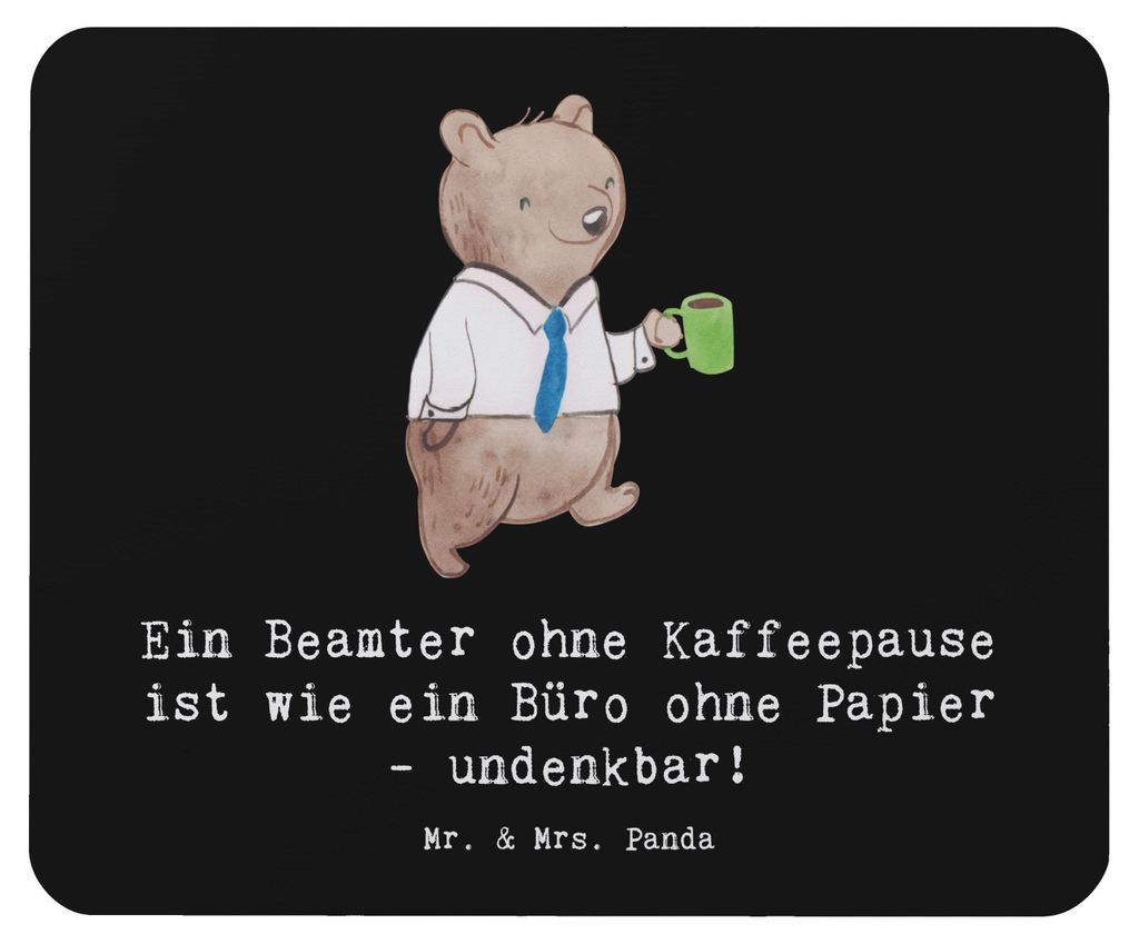 Mr. & Mrs. Panda Mouse Pad Beamter Kaffeepause - Schwarz - Geschenk, handgefertigte Geschenke, Mauspad, Verwaltung, Positivität, Kaffeegenuss, per...