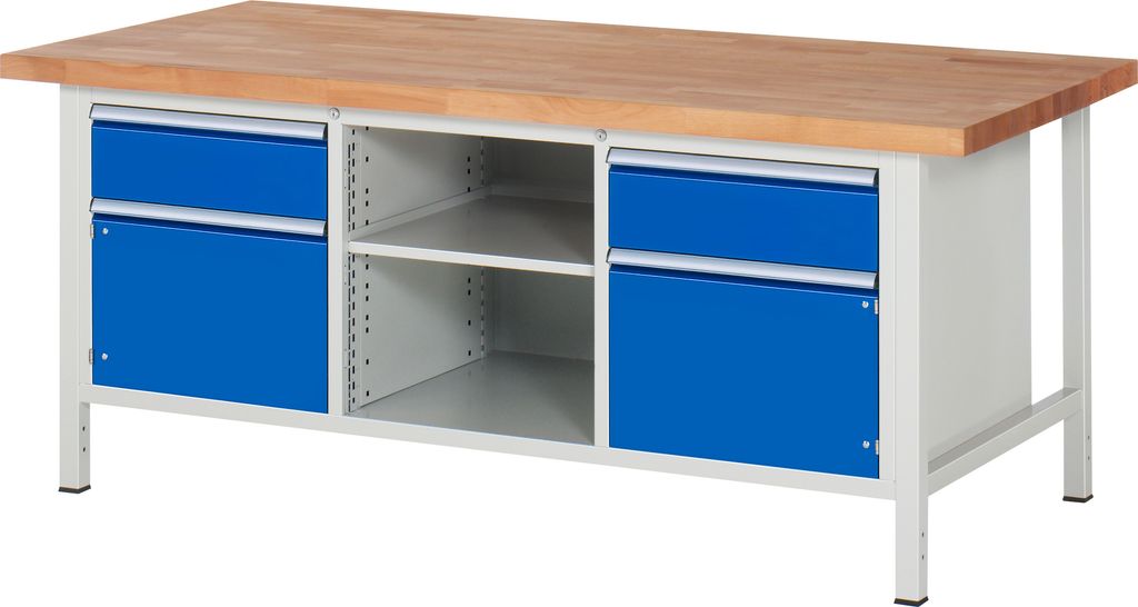Rau Werkbank höhenverstellbar 8561A2, B2000xT900xH840-1040mm, 2x Schublade-TA, 2x Tür