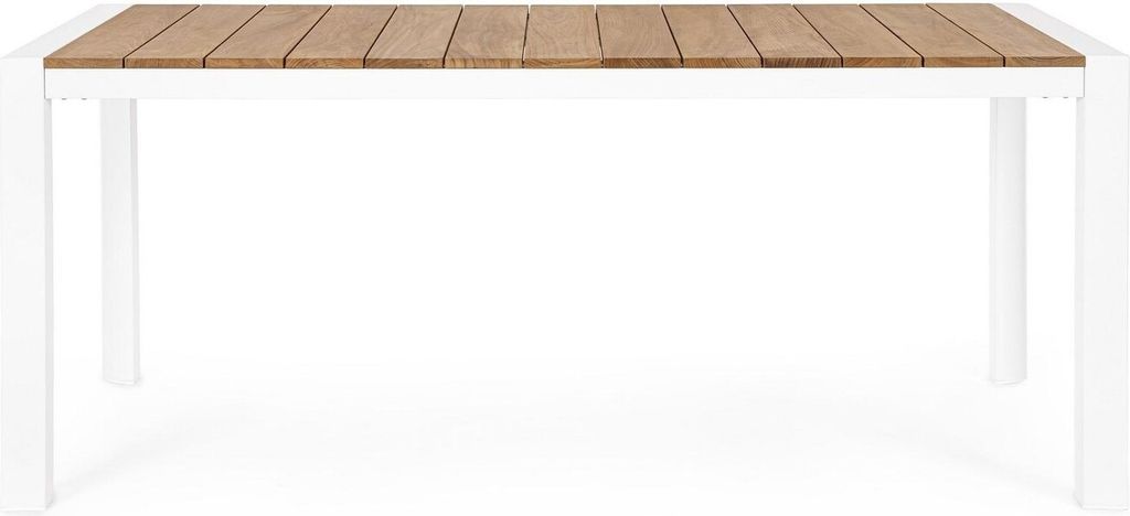Tisch Cameron 210 x 90 x 76 cm Aluminium Teakholz Weiß Natur