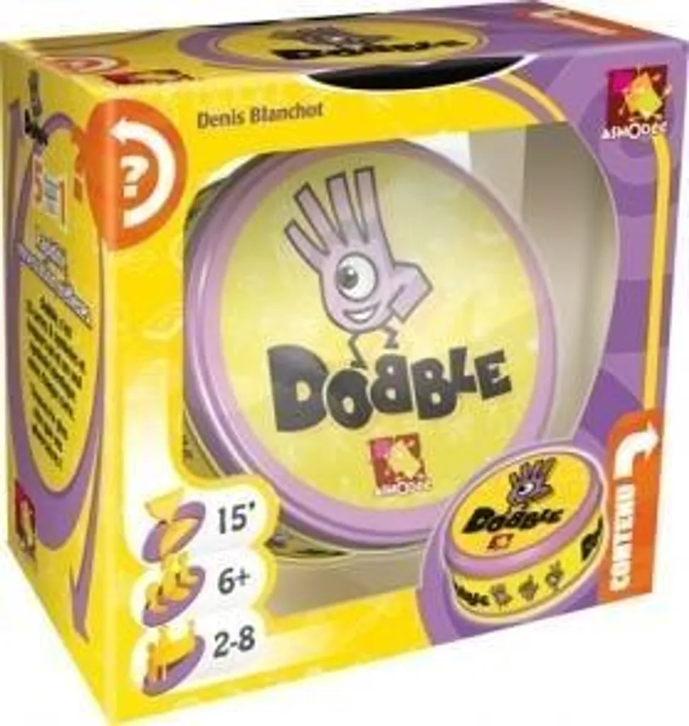 Dobble Jeu de Société d'Ambiance : 55 Cartes dans une Boîte en Métal Ronde
