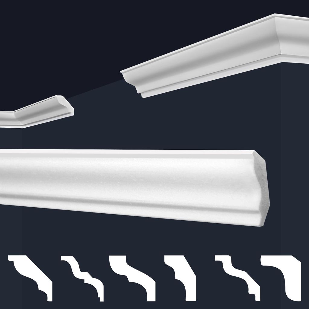 MARBET DESIGN Stuckleisten XPS Styropor weiß 2 Meter Produktbild 