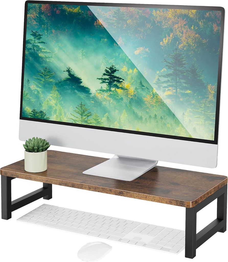 Vintage-Monitorständer aus Holz, Bildschirm-Erhöher für Laptop, Computer, Notebook, iMac, PC, Desktop mit Stauraum für Haushalt und Büro, 55 x...
