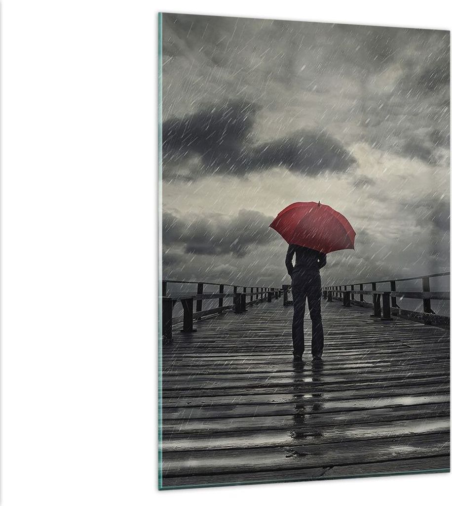 Bilder auf glas - Einteilig - Meer Brücke Sturm - 80x120cm - Glasbilder - Wandbilder - Bilder - zum Aufhängen bereit - Wanddekoration aus Glas - ...