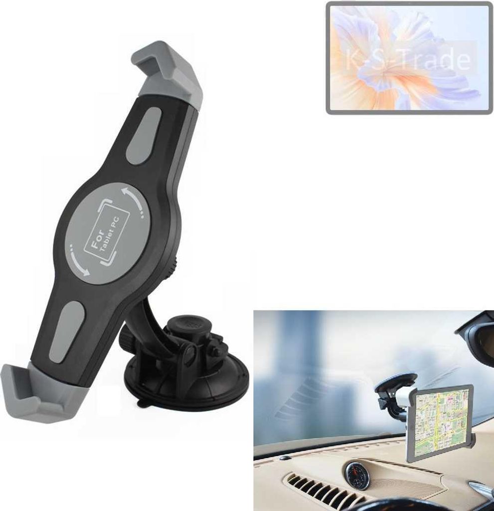 K-S-Trade Scheiben-Halterung für Tablets kompatibel mit Honor Pad V9 KFZ Tablet Saugnapf Auto Halterung Windschutzscheibe Holder Halter