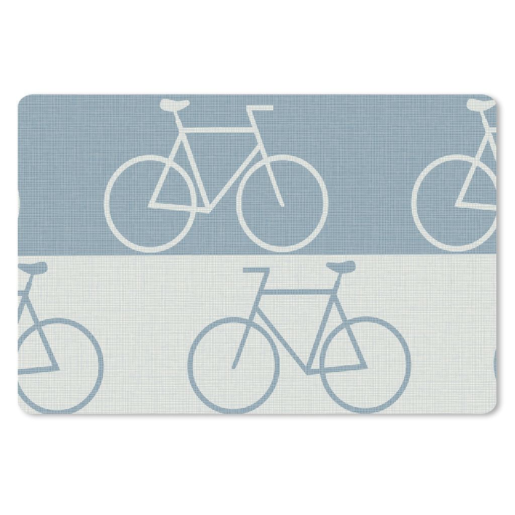 MuchoWow Schreibtischunterlage Fahrrad - Blau - Muster 60x40 cm - XXL Mauspad - Großes Mauspad