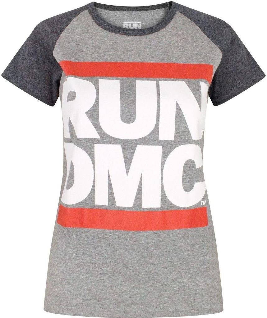 Run DMC Damen Raglan-T-Shirt mit Logo NS4706 (S) (Grau)