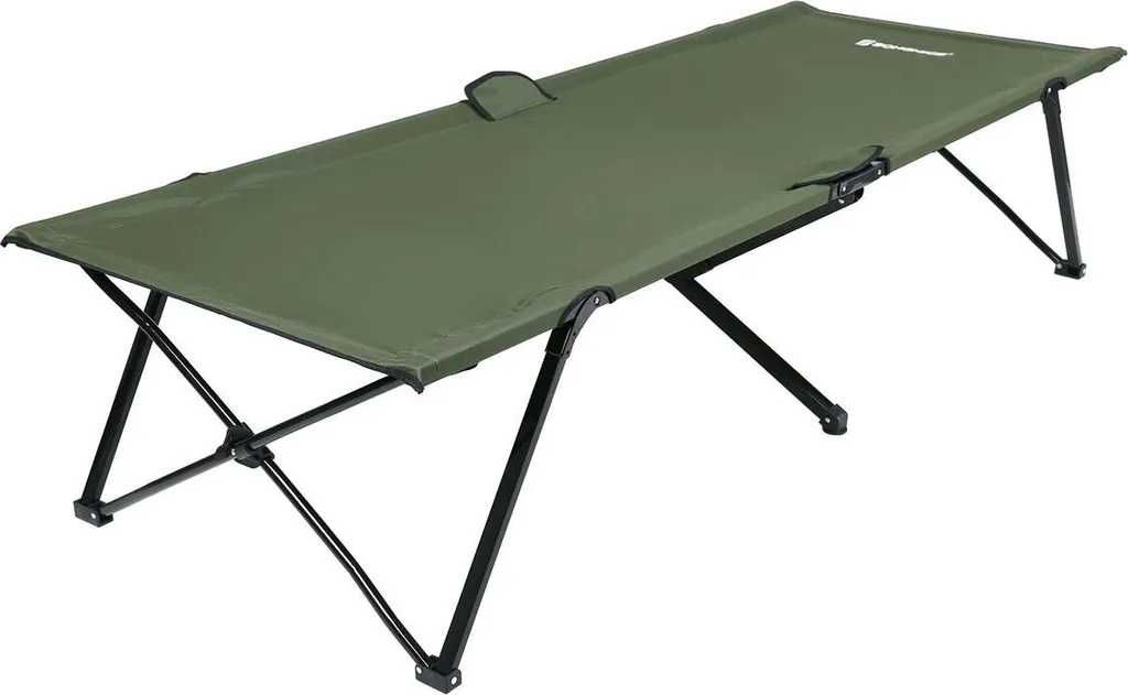 Lit de camping robuste en acier et toile Oxford vert olive - 190 cm