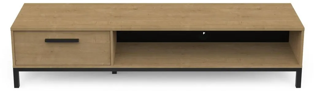 Meuble TV avec Tiroir et Niche Finition Chêne L183 cm Style CRAFT