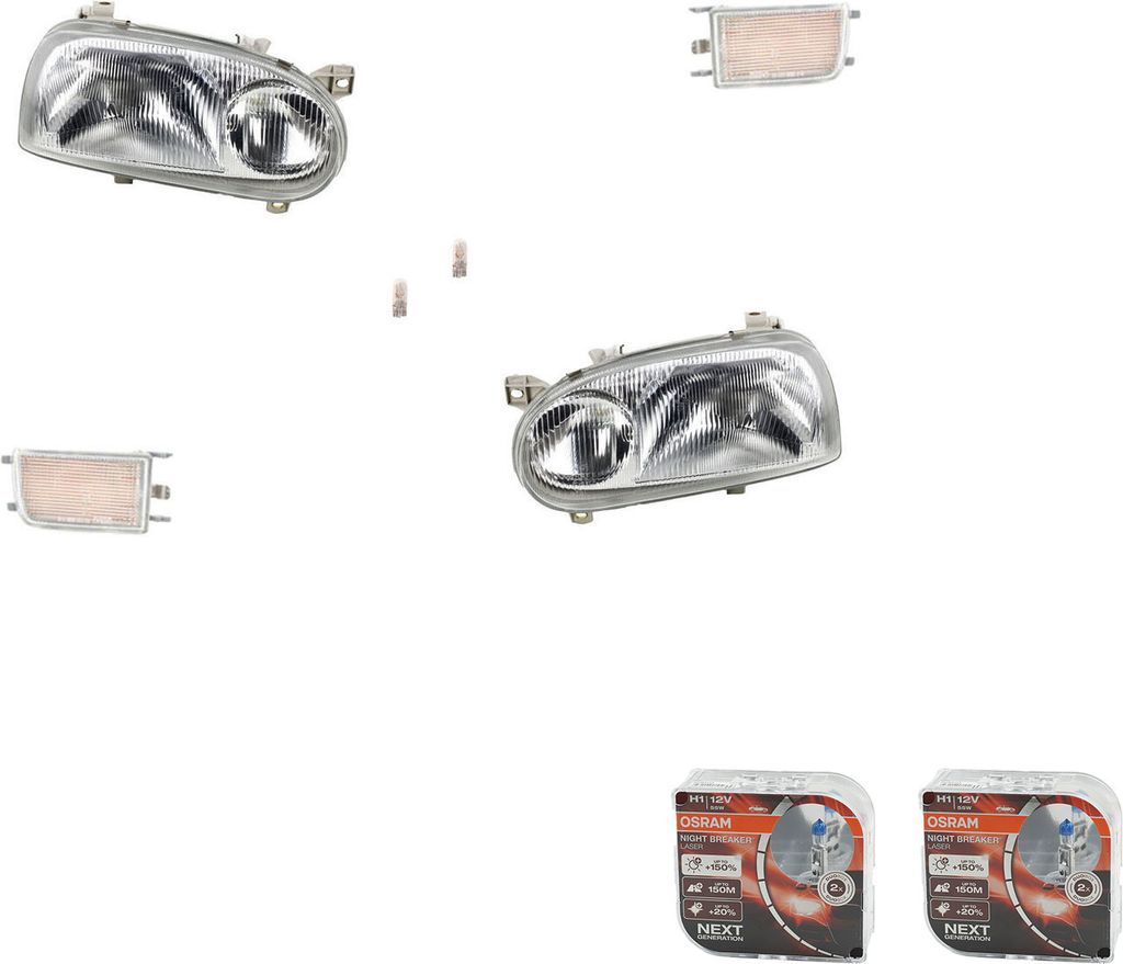 Johns, Scheinwerfer Osram Night Breaker Laser passend für VW Golf III 1Hx0 91-97 Set L R 1H6941017B 1H6941017AF 1H6941017AC 1H6941017L 1H6941018AF...