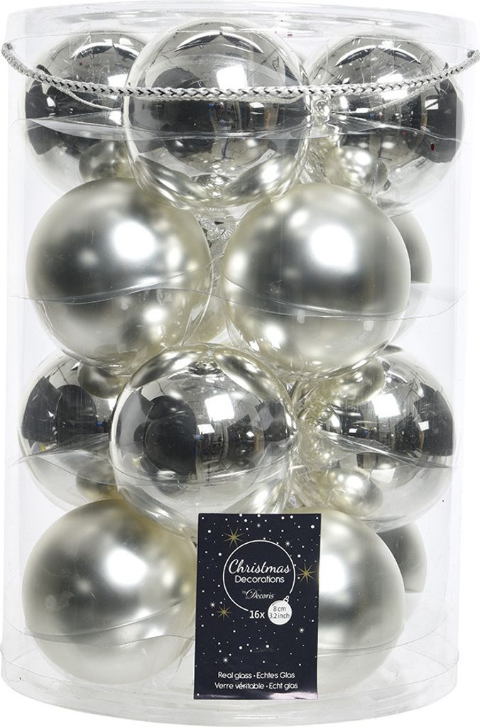 Weihnachtskugeln Glas 8cm 16 Stück - Silber Produktbild 1