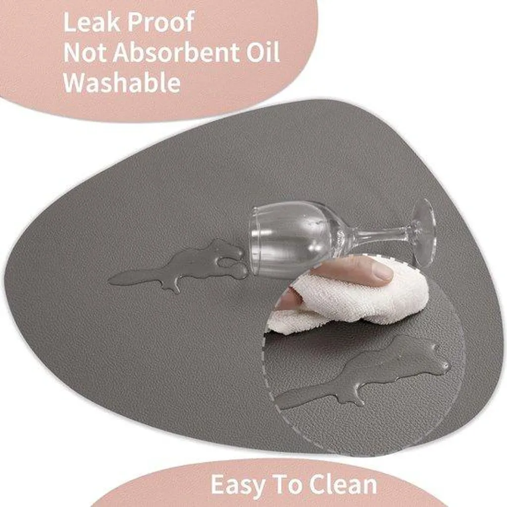 Placemats Imperméables en PVC de Qualité Supérieure, Lot de 6 Pièces Gris