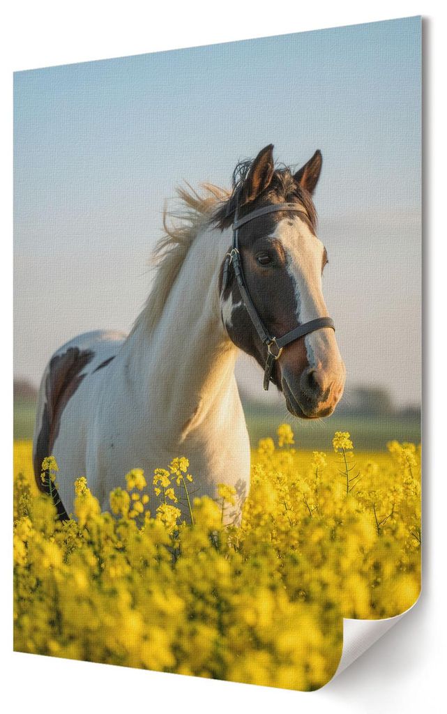 Ein Pferd auf einem Feld- Kunstdruck A3 (29x42 cm) - Klassisch, rustikal- Wandbild für Wohnzimmer Schlafzimmer & Flur, Modernes Poster Wanddeko, U...