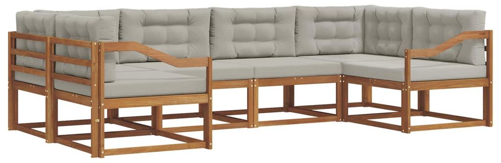 vidaXL Outdoor-Sofagarnitur mit Kissen 6 pcs Natürlich und Hellgrau