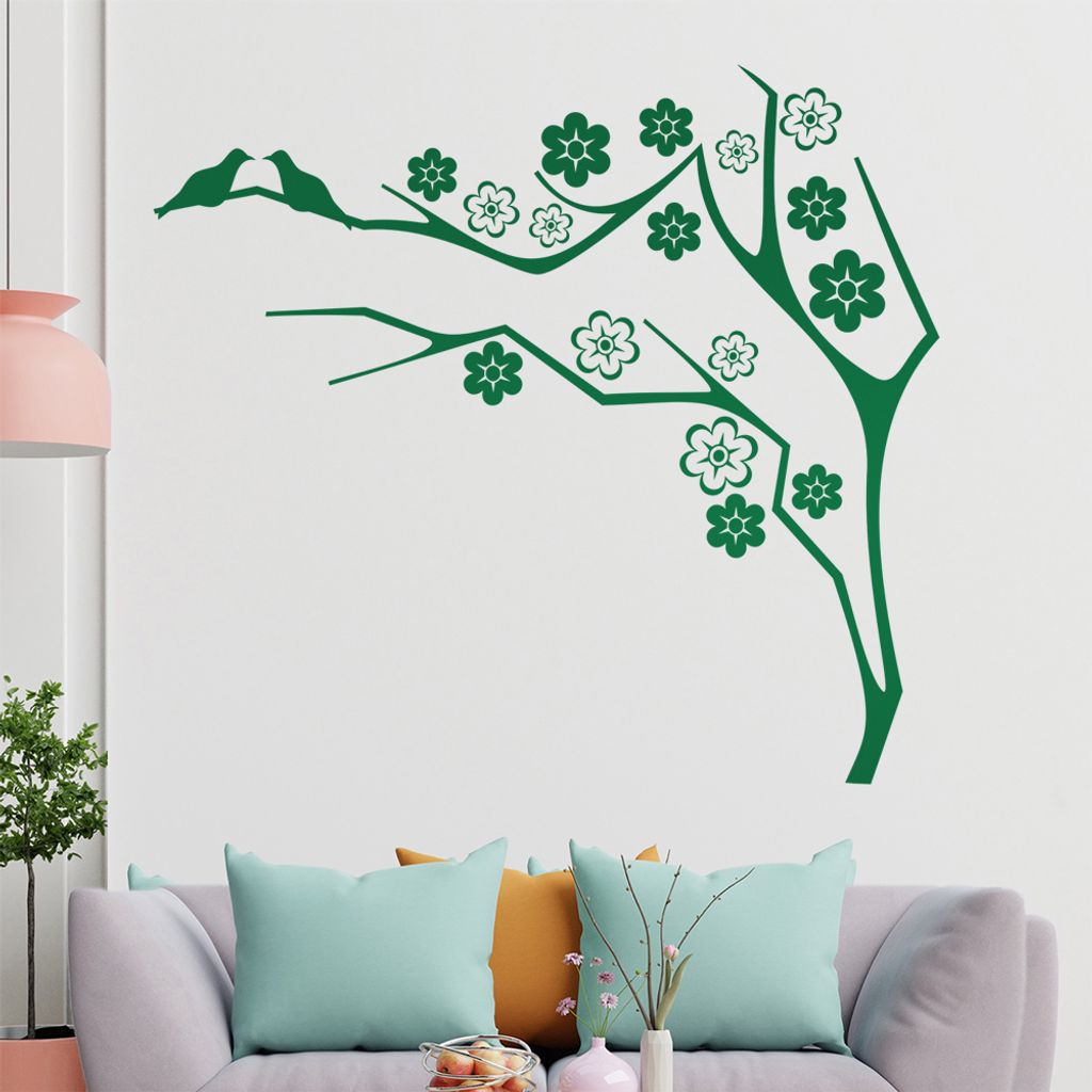 Zwei Vögel auf dem Ast Wandtattoo in 6 Größen - Wandaufkleber Wall Sticker - Dekoration, Küche, Wohnzimmer, Schlafzimmer, Badezimmer