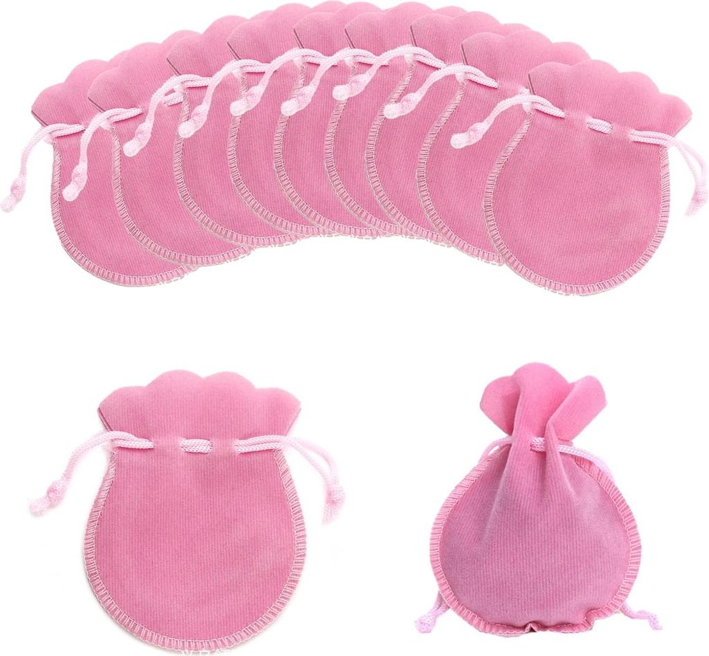 Samtbeutel mit Kordel - Set von 50 - Rosa - 7 x 9 cm
