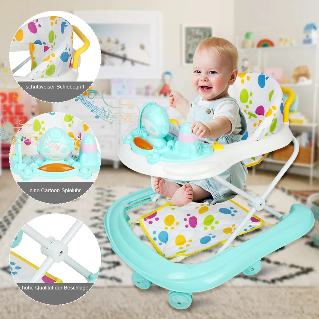 Apprendre à marcher avec le Chariot Babywalker vert 5 marches pro