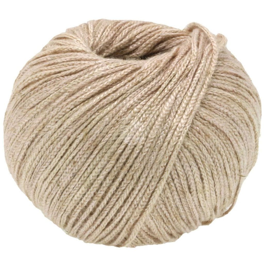 A single ball of beige yarn.
