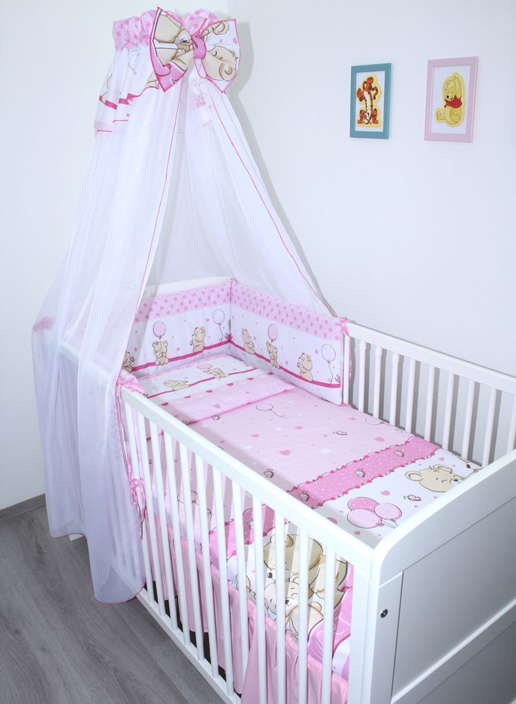 Primawela Baby Bettset - 6 teiliges Set mit Chiffon Himmel Produktbild 