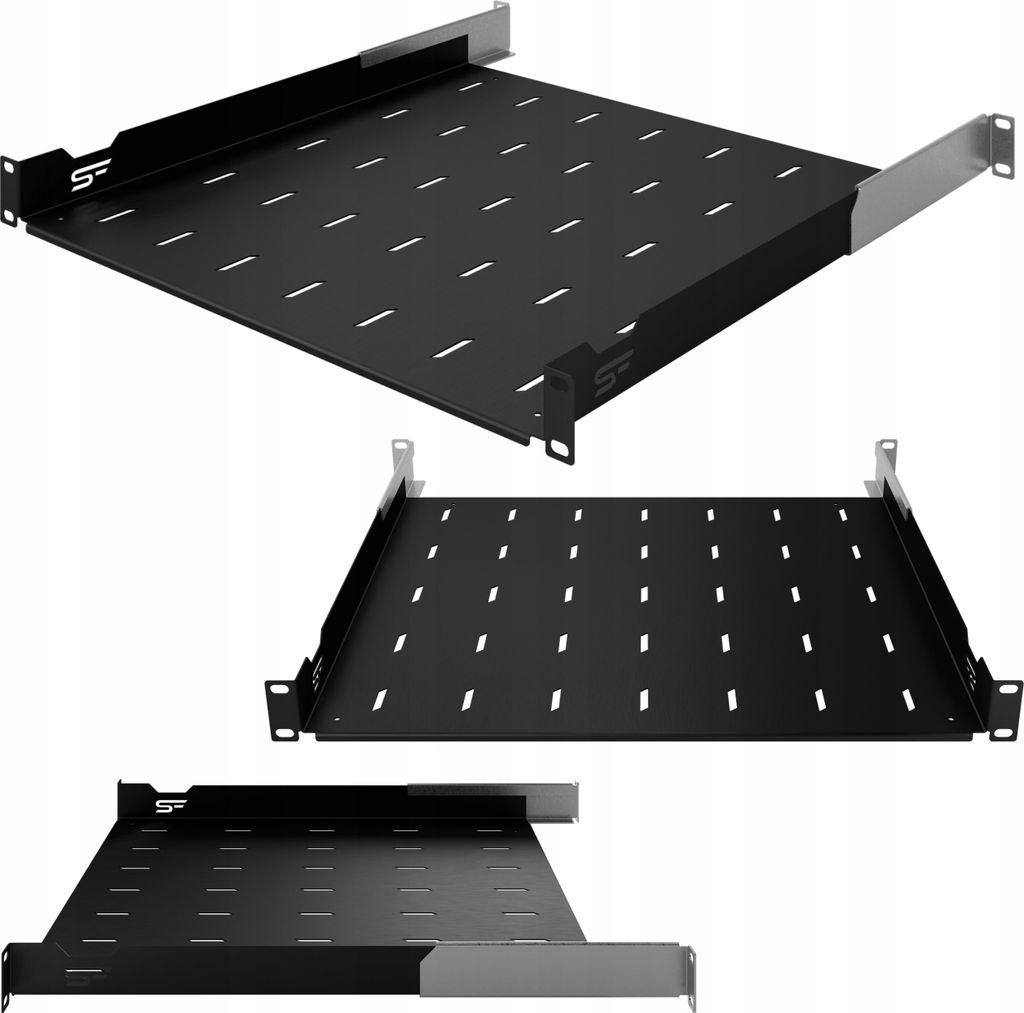 RACK Server Regal 19" 1U 450-610 mm Rack Regal für RACK Schrank Verstellbar Schwarz Stalflex