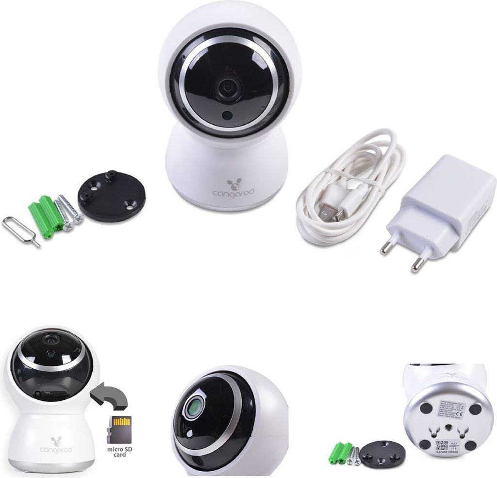 Cangaroo Babyphone Teya, 360° Drehung, Wi-Fi/Lan Kamera, LED-Infrarot-Nachsicht weiß