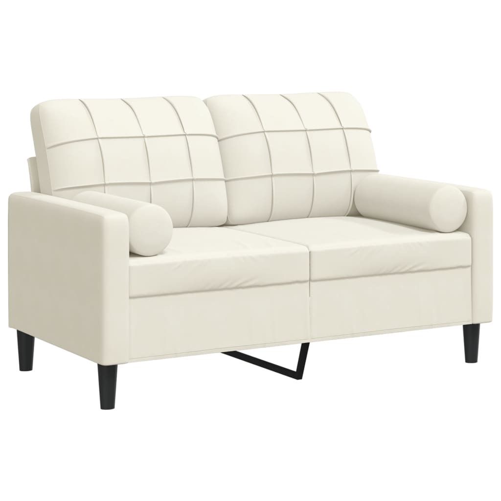 2-Sitzer-Sofa mit Zierkissen Creme 120 cm Samt
