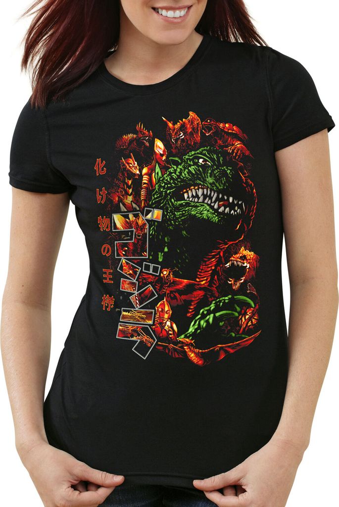 style3 Gojira Classic Damen T-Shirt monster kaiju japan nippon kanji tokyo, Größe:M