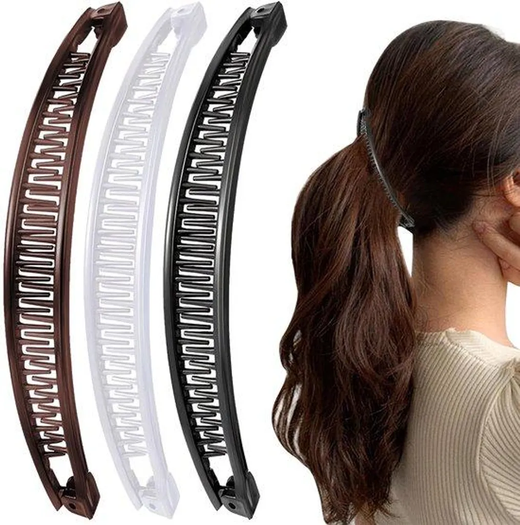 Barrettes femmes XL solides en noir blanc et marron finition glossy