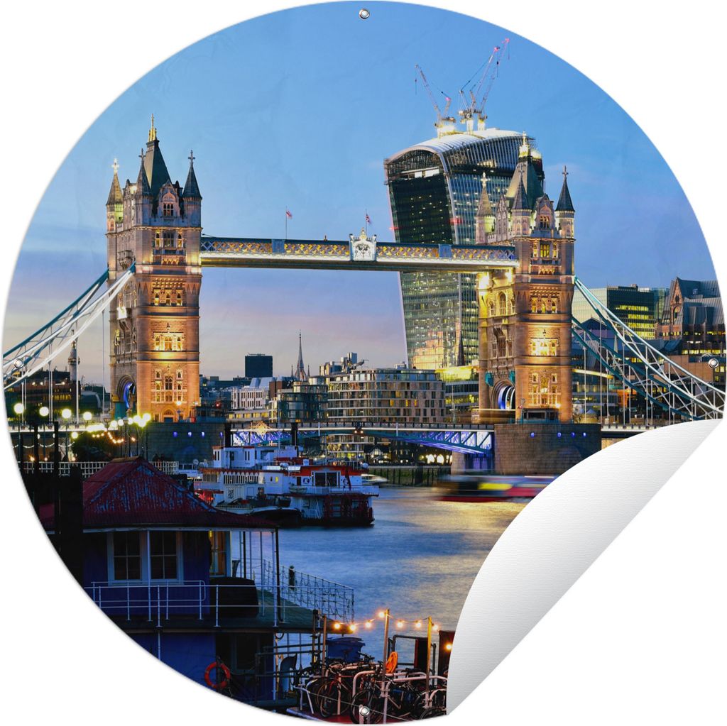 MuchoWow Gartenposter Outdoor-Poster Rund Tower Bridge - London - England Ø 60 cm Gartendeko Rundes Poster draußen