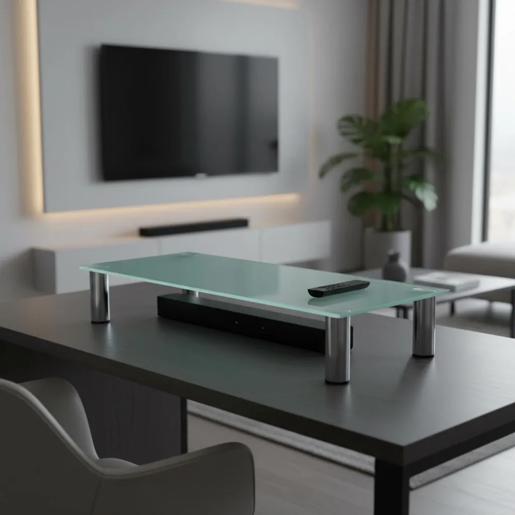 Surélévation de moniteur blanche large 100cm support écran de bureau