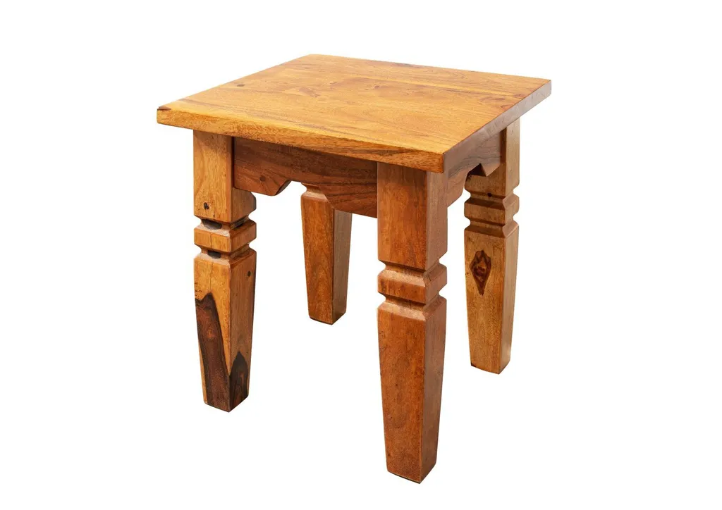 Tabouret en acacia laqué finition miel style colonial OXFORD