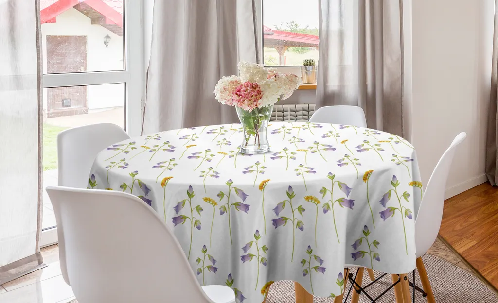Tovaglia Circolare ABAKUHAUS 150cm - Design Floreale Primavera Malva