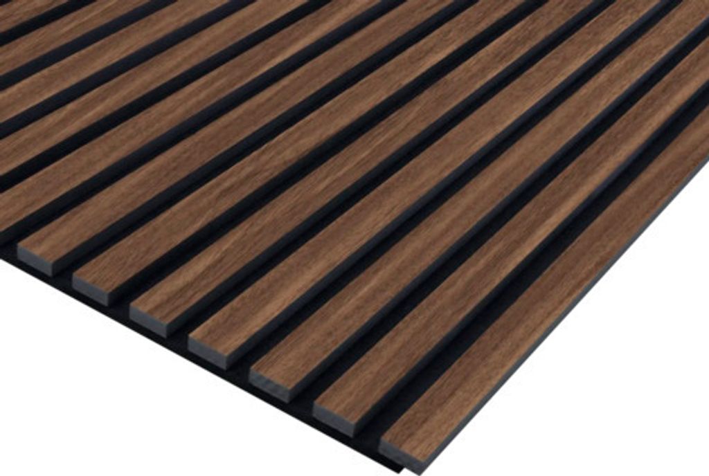 Akustikpaneel Walnuss einseitig foliert 2670 x 572 x 19 mm Produktbild 
