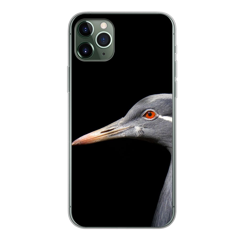 MuchoWow Handyhülle Schutzhülle Hülle für iPhone 11 Pro Max Kraniche auf schwarzem Hintergrund Silikon Softcase Handy Hülle