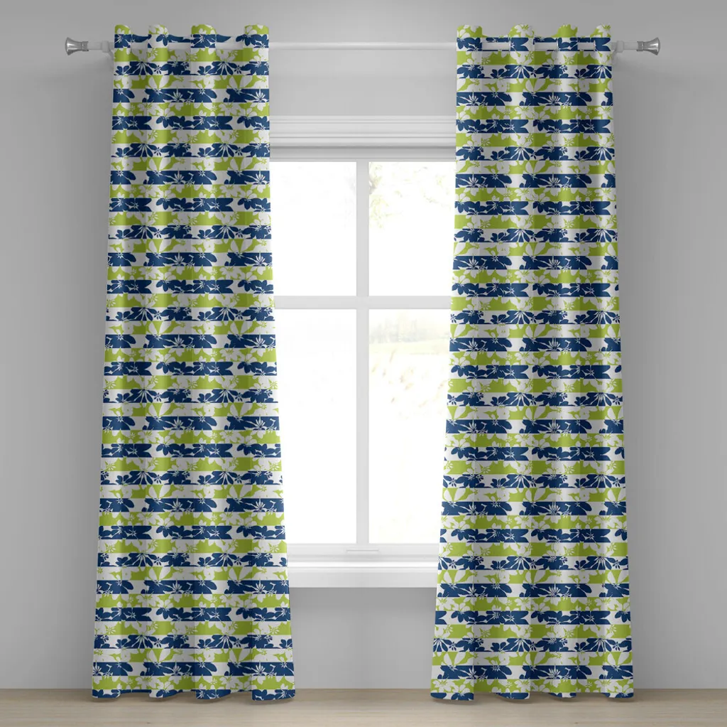 Rideau occultant léger 280x245cm contre le vis-à-vis motif floral