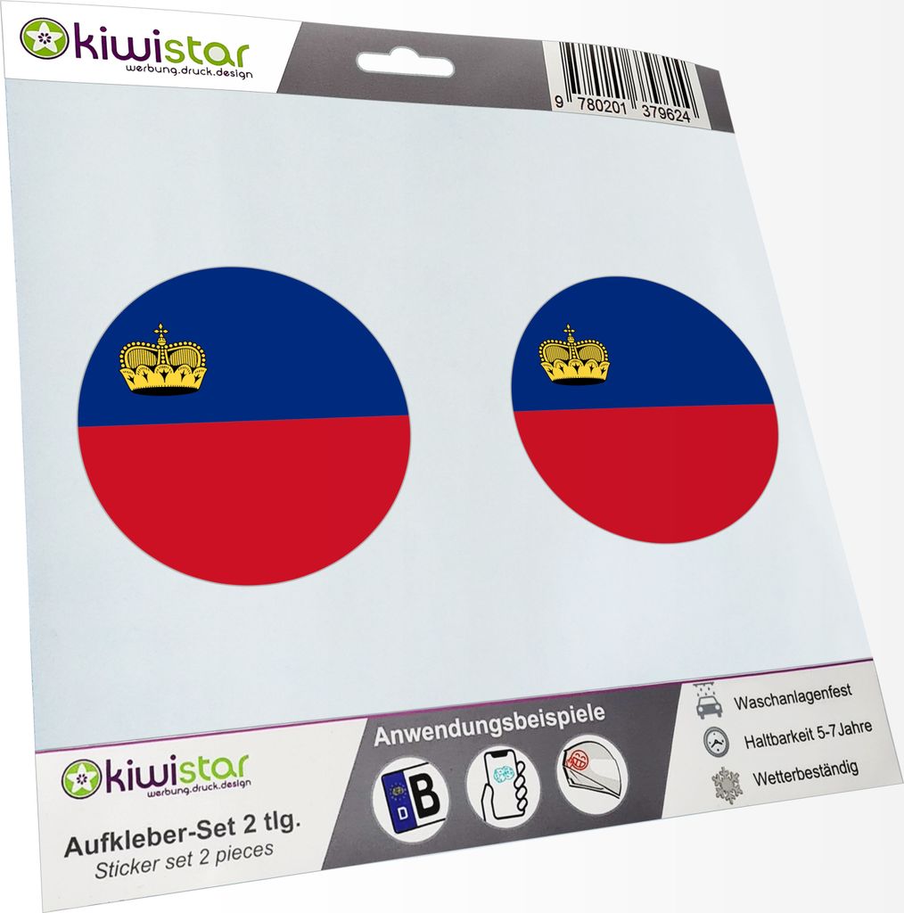 KIWISTAR - 2X Kennzeichenaufkleber - Liechtenstein - Kennzeichen Aufkleber Sticker Nummernschild Land Country Nation