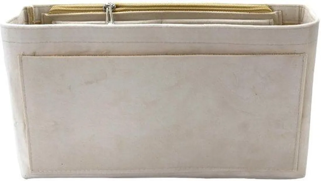 Portefeuille organiseur en daim beige grand format fin type sac à main