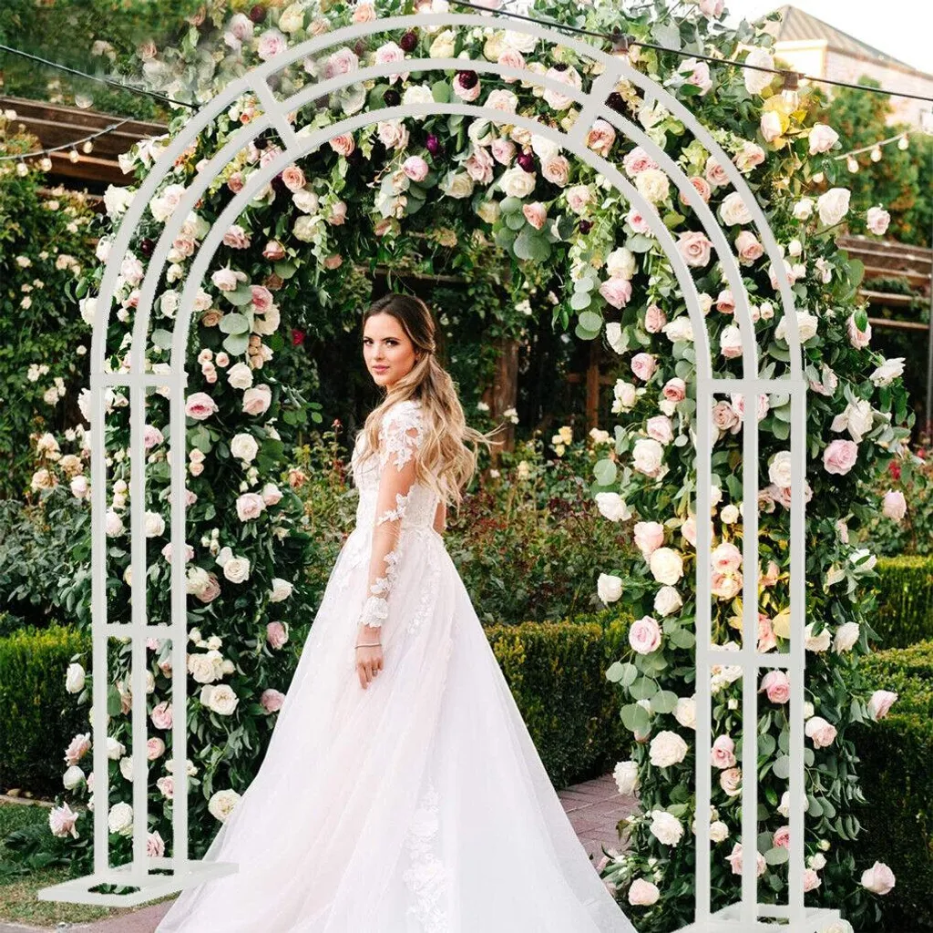 Arche de mariage stable XXL blanche métal résistante vent et extérieur