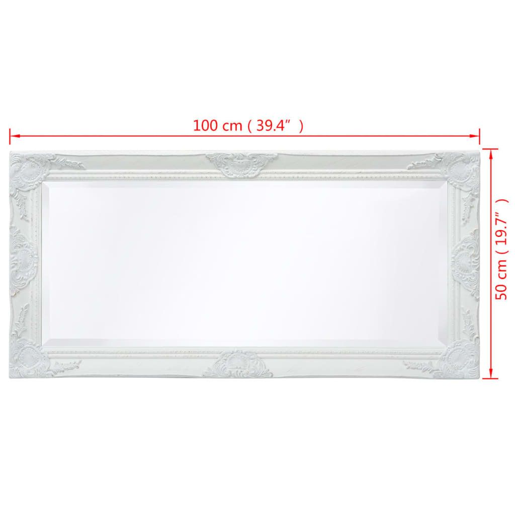 vidaXL Wandspiegel im Barock-Stil 100x50 cm Weiß Produktbild 7