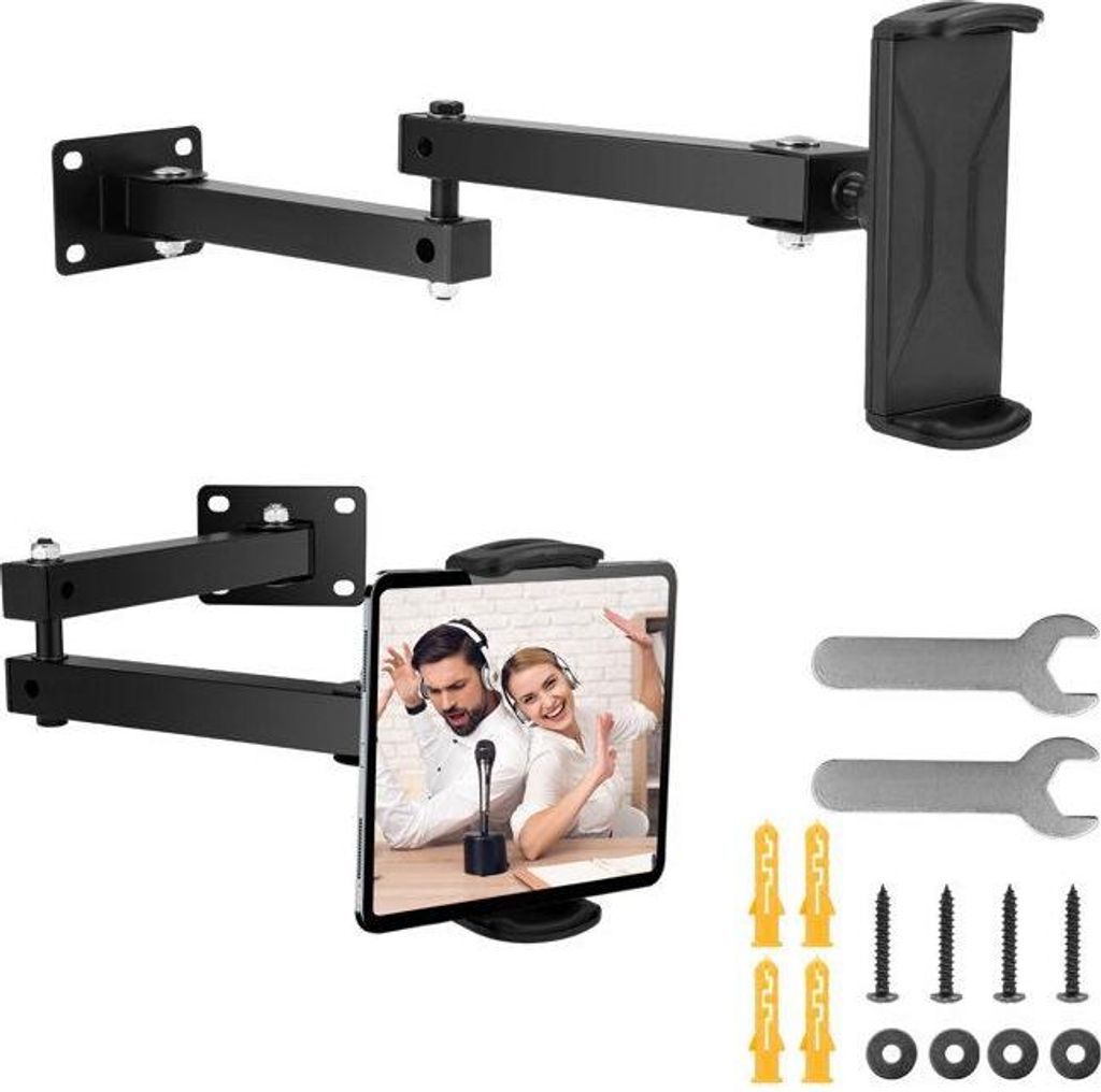 Wandhalterung für Tablets, iPad-Wandhalterung aus Aluminiumlegierung, faltbare Wandhalterung, ausziehbar von 10 bis 45 cm
