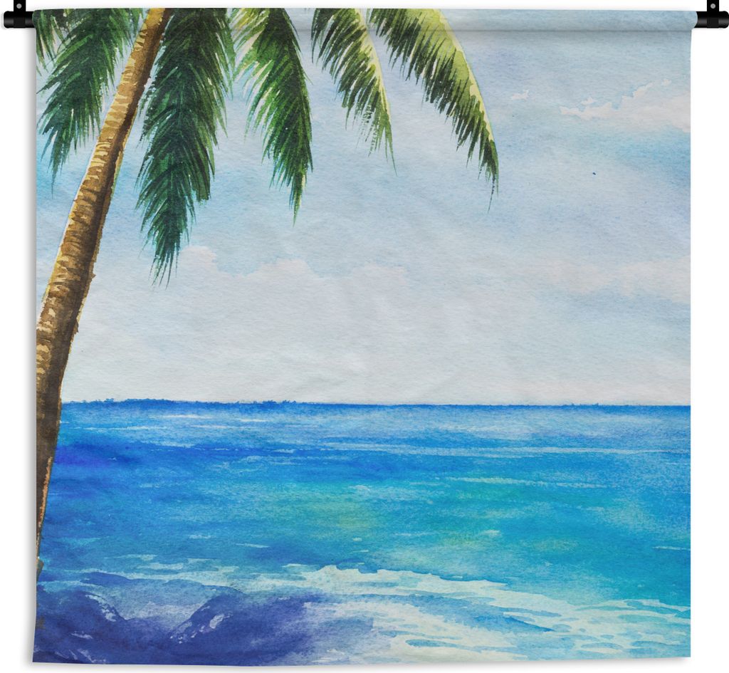MuchoWow Wandteppich Wandbehang Palme - Aquarell 150x150 cm Tapisserie Dekoration Wandtuch - Wohnaccessoires - Modernes