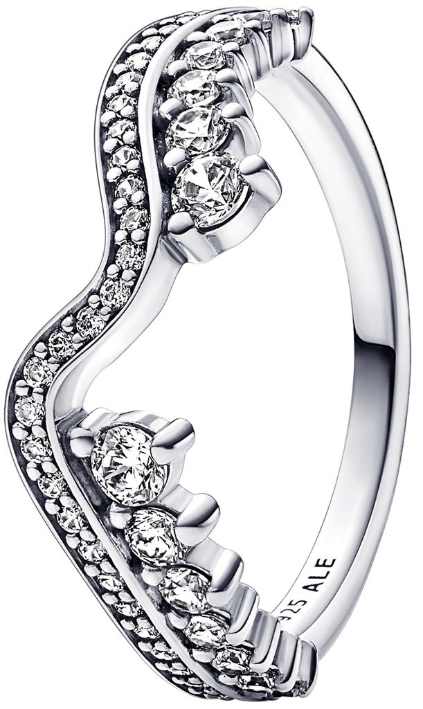Pandora Ring Funkelnde Asymmetrische Wellen Silber Gr. 56 192543C01