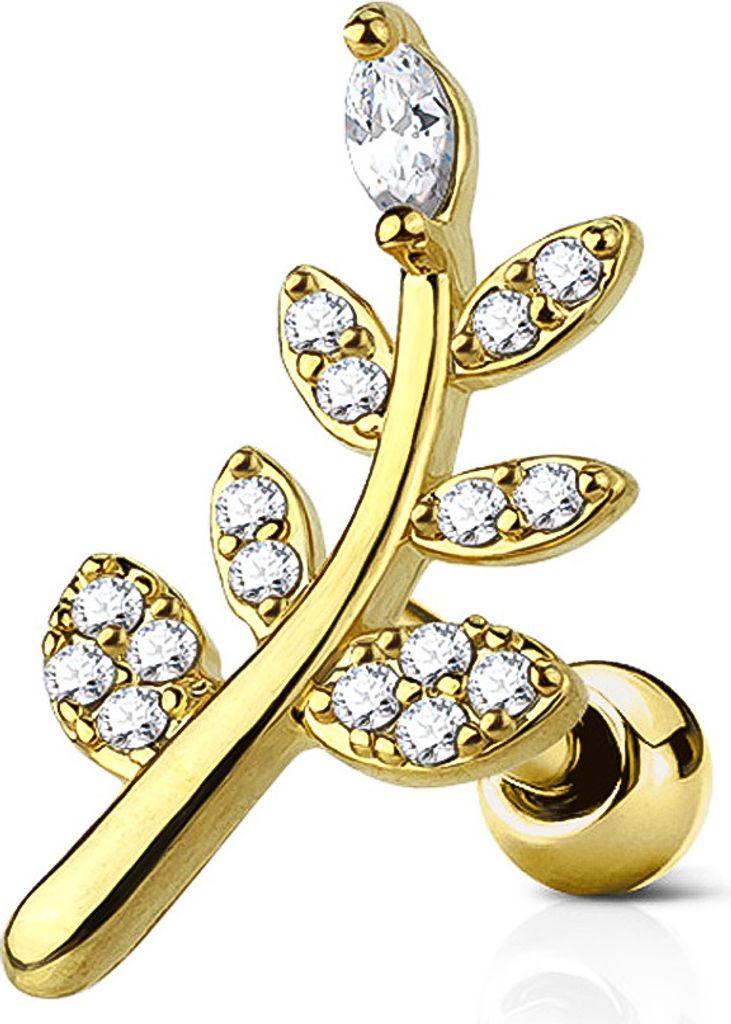 Tragus Ohr Piercing Stecker Helix Cartilage Barbell Blatt Leaf Autiga