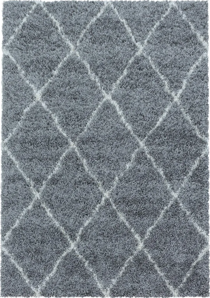 Grand Tapis de Salon Gris à Poils Longs 240x340 cm Style Scandinave